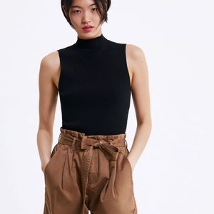 Zara high collar black knit top